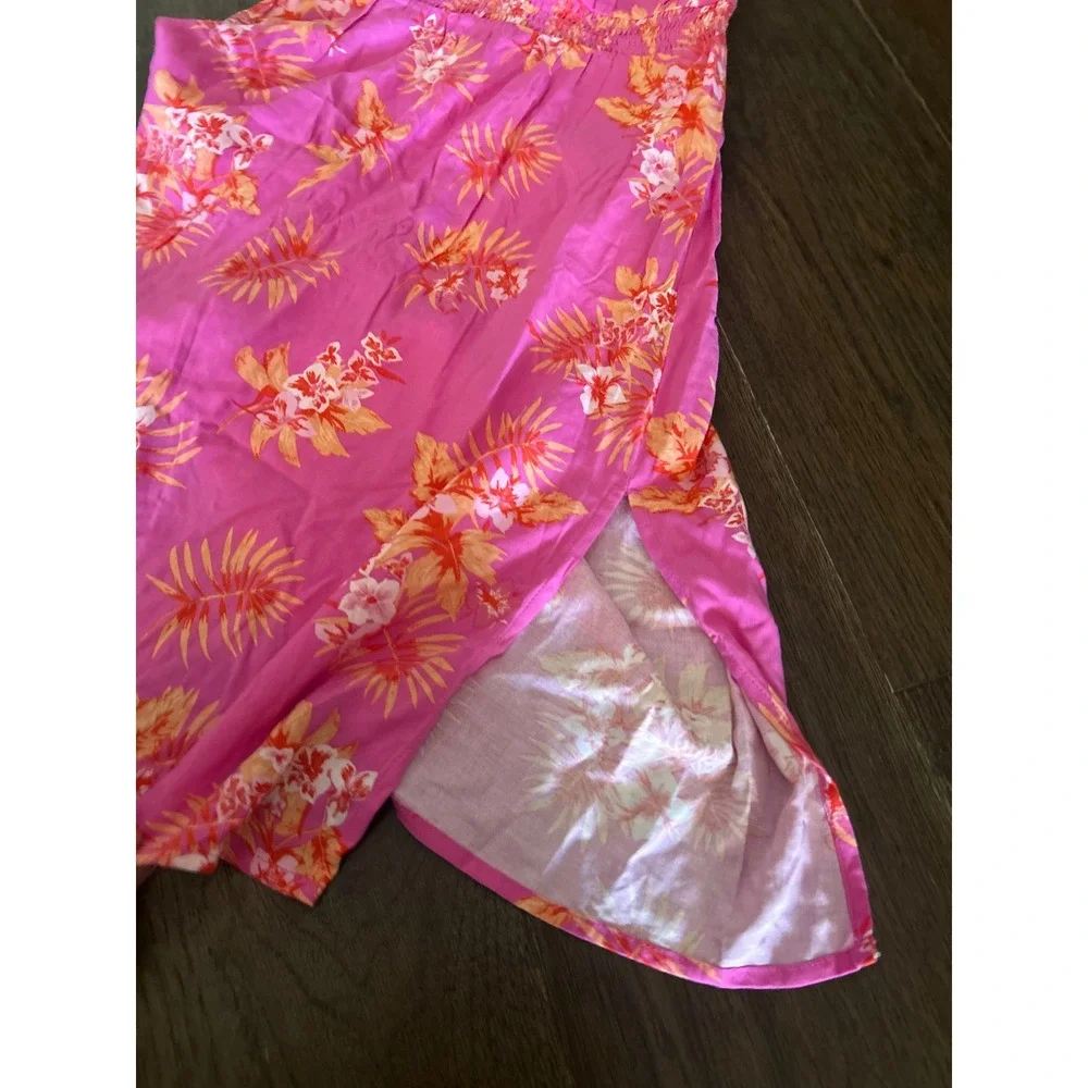 The Childrens Place Girls Pink Tropical Floral Smocked Maxi Dress Size M 7/8 NWT